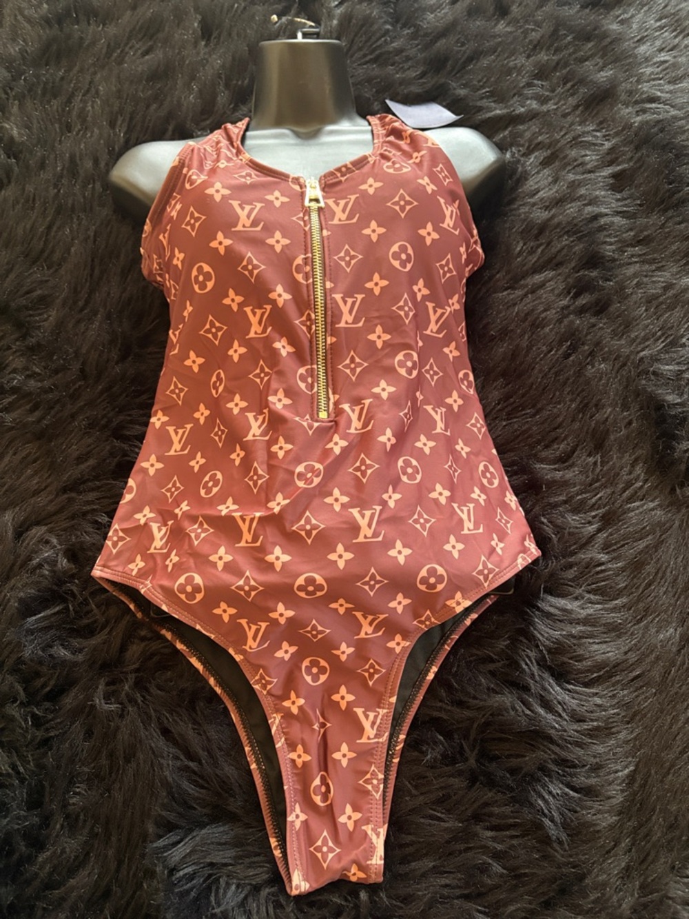 Louis Vuitton light brown Rust Monogram Zip One-Piece